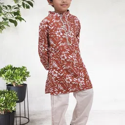 Cutiekins Boys Floral Printed Regular Kurta with Pyjamas image 5