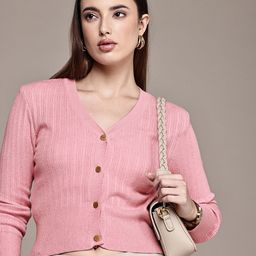 French Connection Self-Design Striped Cardigan Sweater-picture-9