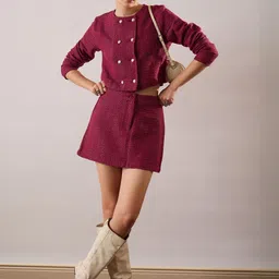 SASSAFRAS Self-Design Blazer With Skirt Co-Ords-picture-36