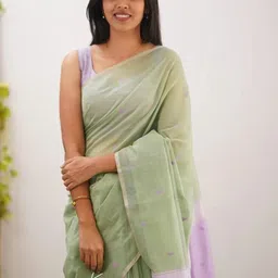 Lyzoo Woven Design Pure Cotton Handloom Saree image 3