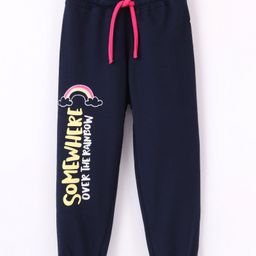 Bodycare Terry Knit Full Length Lounge Pant Text Print- Navy Blue-picture-27