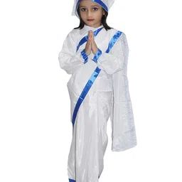 Kaku Fancy Dresses Mother Teresa National Hero Freedom Fighter Republic Day & Independence Day Theme Costume Set - White-image-82