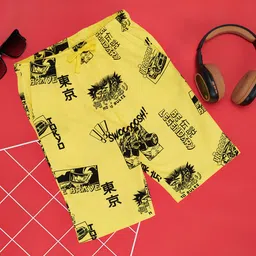 Pantaloons Junior Cotton Abstract Printed Shorts - Lime-picture-15