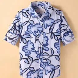 JASH KIDS Cotton Knit Full Sleeves Shirt with Floral Print - Light Blue-picture-12
