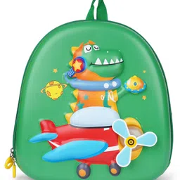 Kids On Board 3D Dino on Airplane Backpack with 3D fan and light for Nursery & Early School, Height 10 Inches-Green-picture-12