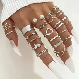 Shayna Set Of 22 Silver-Plated Finger Ring image 5