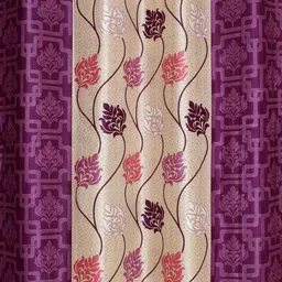Galaxy Home Decor Purple 3 Pieces Floral Door Curtain image 3