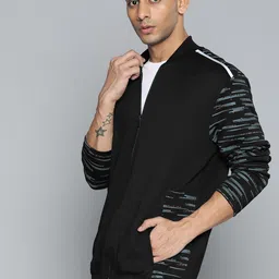 Alcis Men Black Self Design Sporty Jacket image 3