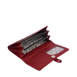 Bellissa Women Maroon Croc Textured PU Two Fold Wallet image 4