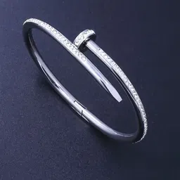 MEENAZ Women American Diamond Antique Silver-Plated Kada Bracelet-picture-12