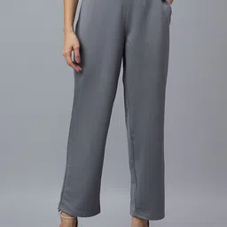 The Roadster Lifestyle Co WomenHigh-Rise Straight Leg Formal Trousers-image-37
