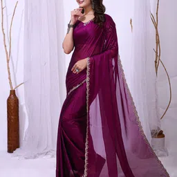 KAYOMMI Ready to Wear Chiffon Ilkal Saree with Embroidery Border & Bangalori Satin Blouse image 5