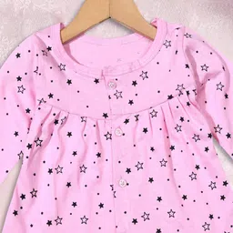 KIDEEZGUILD Girls Pack Of 4 Conversational Print Round Neck Cotton Fit & Flare Dress image 3