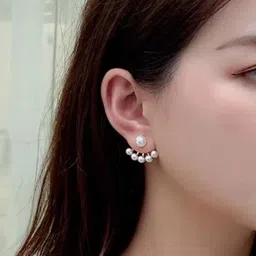 Estailo fashion Pearls Beaded Spherical Shaped Studs image 5