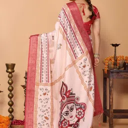 MAHARANI COUTURE Ethnic Motifs Printed Zari Banarasi Saree With Tassel image 5