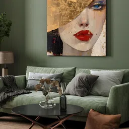 999Store Gold-Toned & Red 1 Piece Canvas Other Wall Paintings image 2