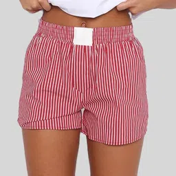 LULU & SKY Women Striped High-Rise Elastic Waist Shorts-picture-15
