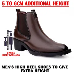 Bxxy Men Brown 2 Inch Height Increasing Ankle Chelsea Boots image 3