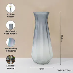 Ekhasa Set Of 2 White & Grey Glass Bud Vases image 5