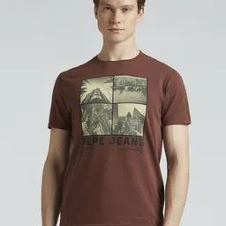 Pepe Jeans Men Graphic Printed Round Neck Cotton Slim Fit T-shirt-picture-32