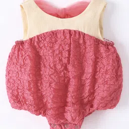 Kookie Kids Sleeveless Onesie with Bow Appplique - Pink-image-0