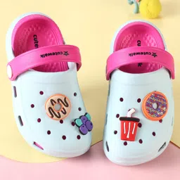 Cute Walk by Babyhug Clogs with Backstrap & Food Applique - Dark Pink image 1