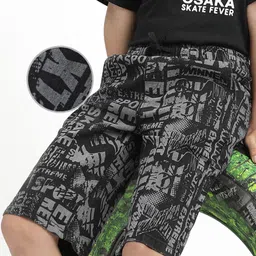 Pine Kids Woven Mid Calf Printed Washed Denim Jeans - Black-picture-12