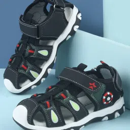 Cute Walk by Babyhug Velcro Closure Sandals with Football Applique - Black-picture-11