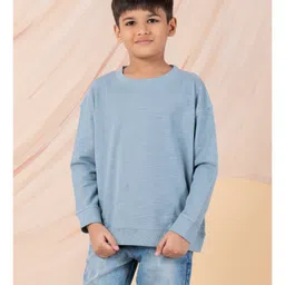 Taatoom Cotton Knit Full Sleeves Solid Light Winter Sweatshirt - Blue-picture-23