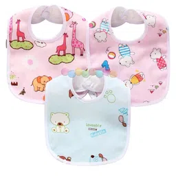 ARCADE TOYS Feeding Bibs With Snap Button ClosurePack of 3 - Multicolour-picture-23