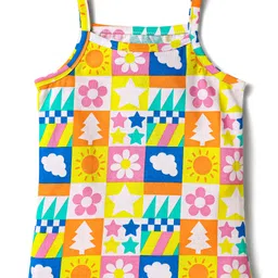 Babyhug 100% Cotton Single Jersey Knit Slips With Polka Dots & Floral Print Pack Of 3 - Pink Orange & Yellow image 2