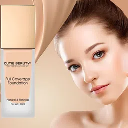 CUTIE BEAUTY Full Coverage Matte Finish Foundation With Vitamin E - 30 ml - Porcelian N01 image 2