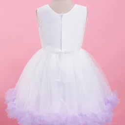 Bluebell Satin Woven Sleeveless Party Frock With Floral Applique - Purple image 3