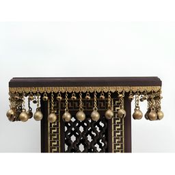 Exotic India Brown & Gold Toned Wooden Chowki With Dangling Ghungroos-picture-9