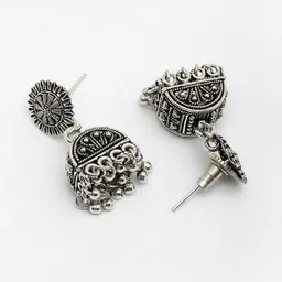 Anouk German Silver Plated Oxidised Dome Shaped Jhumkas image 2