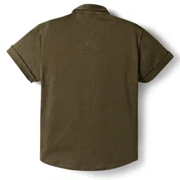 Mini Taurus Sinker Knit Half Sleeves Striped 3 Piece Party Suit With Bow Applique - Olive Green image 4