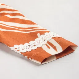 Hugsntugs Cotton Woven Three Fourth Sleeves Floral Printed Top - Rust Red image 5