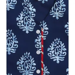 The Magic Wand Cotton Woven Sleeveless Ethnic Motifs Printed Top & Palazzo Set - Navy Blue image 5