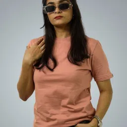 BlendCulture Women Solid Round Neck Cotton T-shirt-image-11