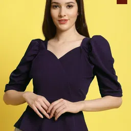 Metronaut Women Pack Of 2 Puff Sleeves Crop Top-image-3