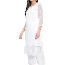 MRS RIGHT Women Ethnic Motifs Flared Sleeves Chikankari Kurta image 2