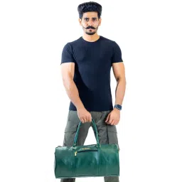 Man Arden "The Lincoln Green" PVC Leather Barrel Style Travel Single Tone Duffle Bag - Green image 2