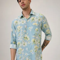 SPYKAR Men Slim Fit Floral Printed Spread Collar Casual Shirt-image-51