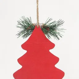 HAMSTER LONDON Holy Red & White Textured Wooden Tree Hanging Christmas Decor image 3