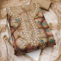 SHADOW & SAINING Embroidered Organza Semi-Stitched Dress Material-picture-49