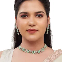 Women Click Rhodium-Plated Stones Studded Jewellery Set image 3