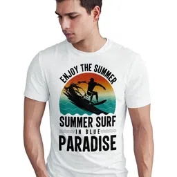 Seekbuylove Typography Printed Round Neck Short Sleeves Bio Finish Pure Cotton T-shirt-picture-17