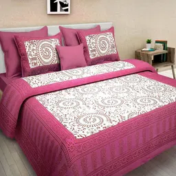 KD PRINTS Pink Printed King 180 TC Flat Bedsheet With 2 Pillow Covers 85 X 95 Inches-picture-55