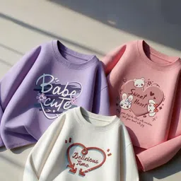 DAMN GUD DG Girls Pack of 3 Printed T-shirt-picture-45