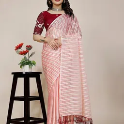 K 5 Fashion Striped Embroidered Pure Chiffon Saree-picture-18